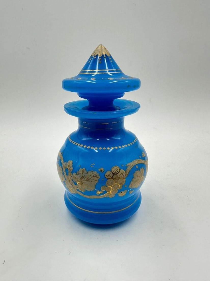TURQUOISE BLUE OPALINE GLASS PERFUME BOTTLE (1 of 11)