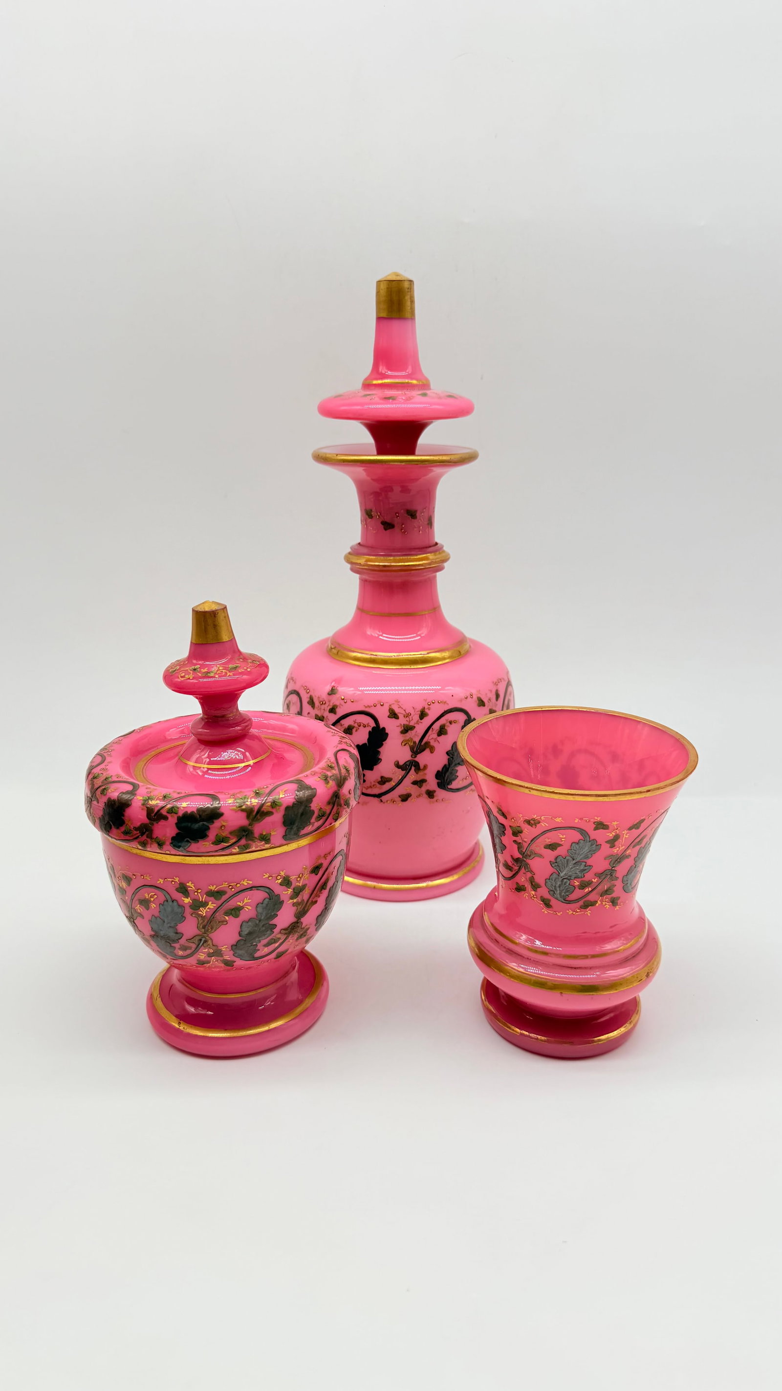 BACCARAT PINK OPALINE GLASS TOILET SERVICE FOR THE MIDDLE EASTERN MARKET (1 of 20)
