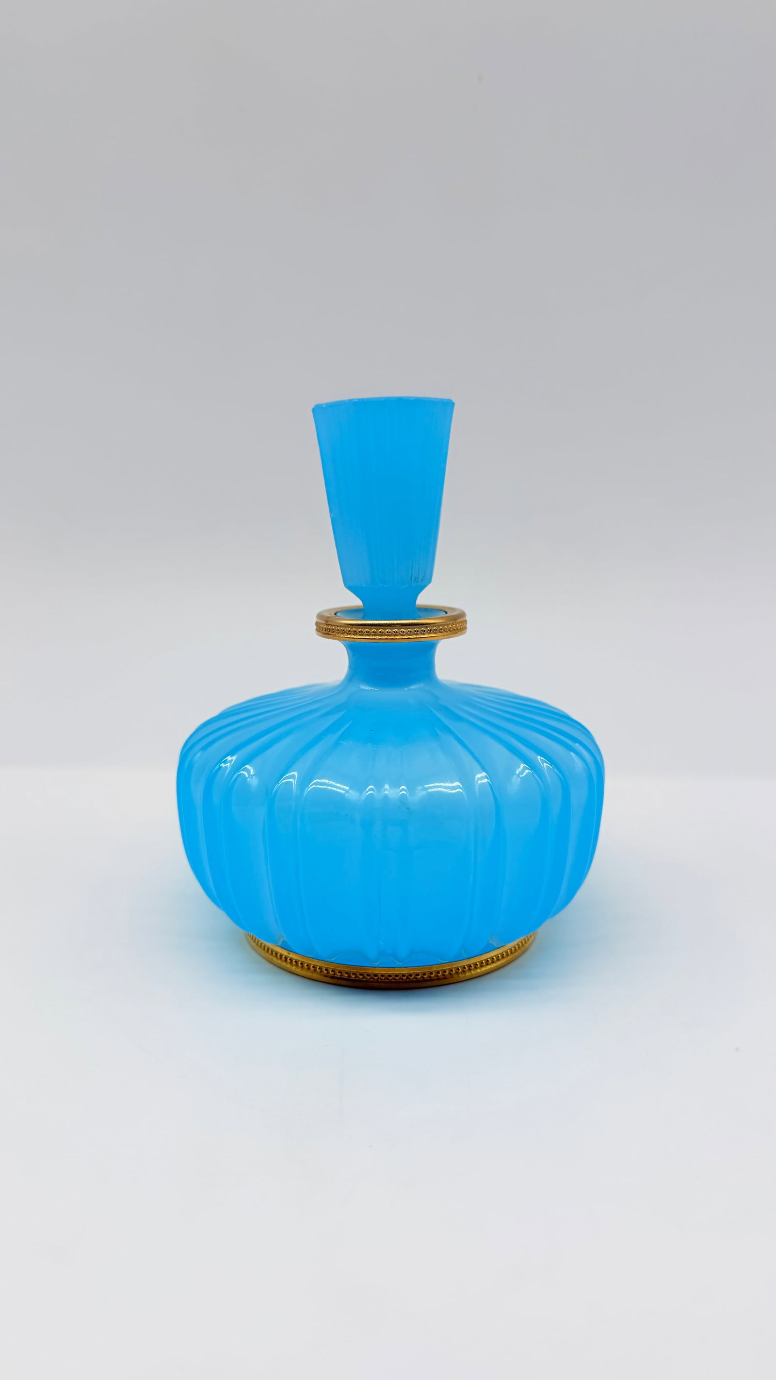 FRENCH TURQUOISE BLUE OPALINE GLASS PERFUME BOTTLE (1 of 20)