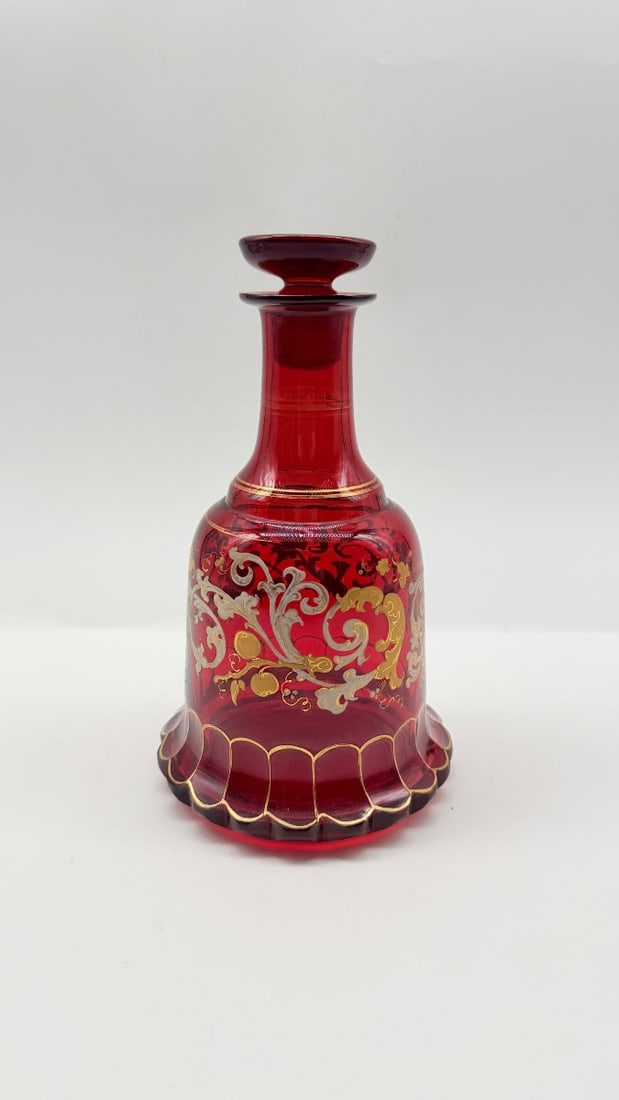 19TH-CENTURY BOHEMIAN RUBY GLASS ENAMEL DECANTER FOR THE OTTOMAN MARKET (1 of 12)
