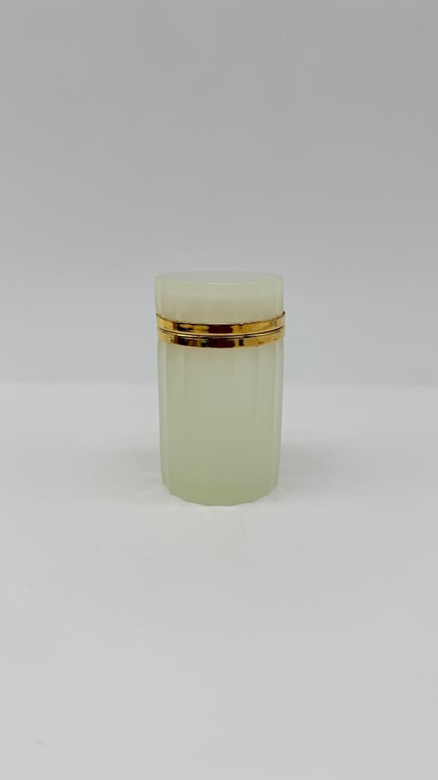 19TH-CENTURY FRENCH CUT OPALINE GLASS CYLINDRICAL BOX (1 of 12)