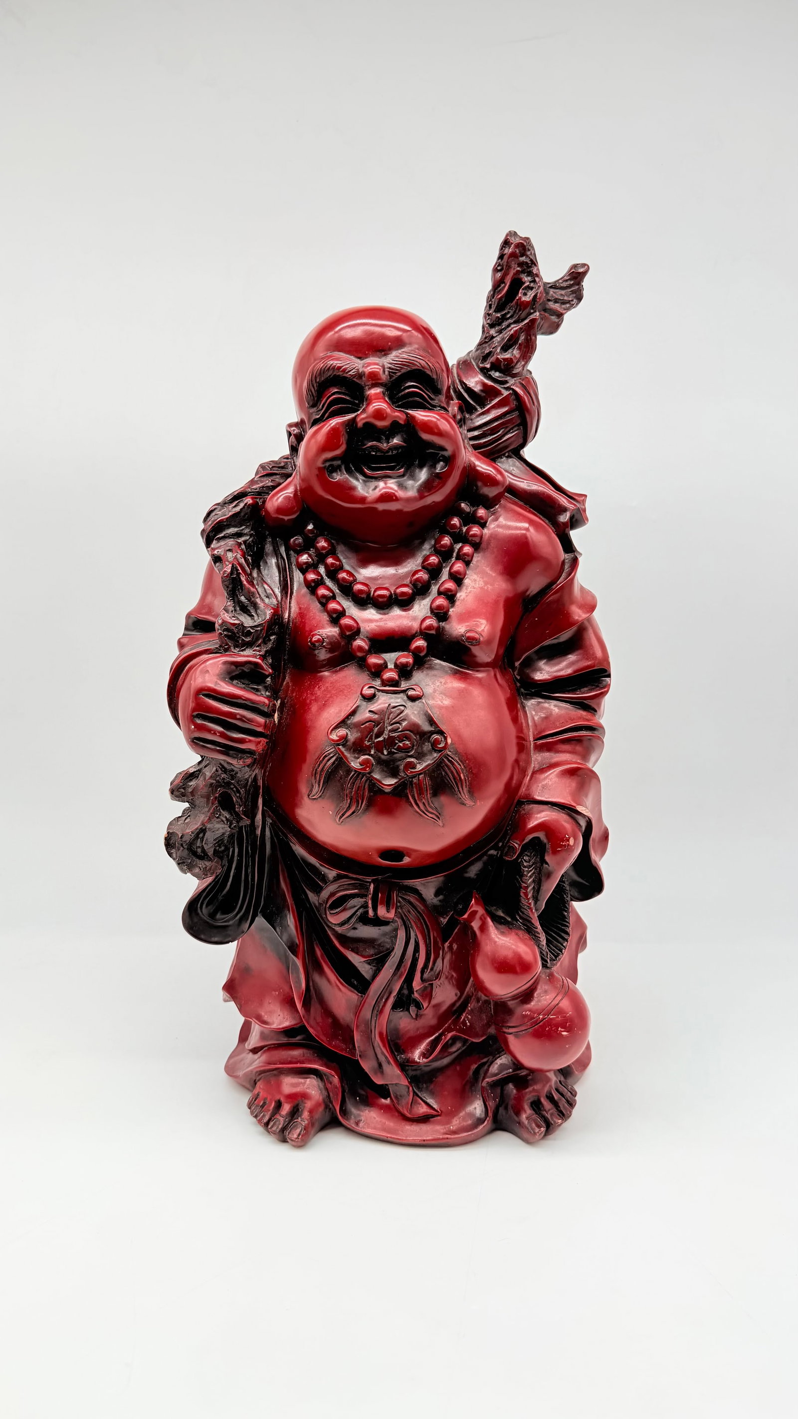 Chinese Red Lacquered Resin Figure Of Budai, Imitating Cinnabar Lacquer, 20th Century (1 of 19)