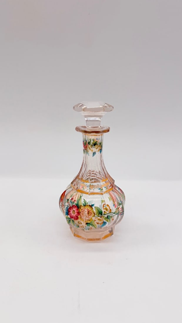 19century Bohemian Glass Perfume Bottle With Enamel Floral Decoration (1 of 12)