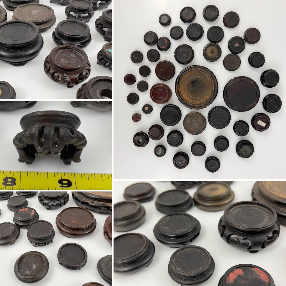 A GROUP OF 43 SMALL ANTIQUE / VINTAGE ASIAN WOOD STANDS (1 of 10)