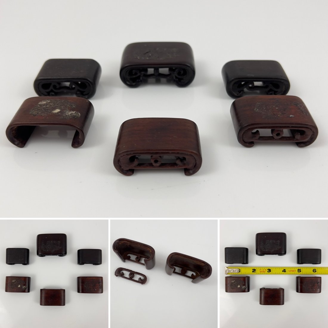 A NICE GROUP OF 6 SMALL ORIENTAL / ASIAN / CHINESE SCROLL-SHAPED STANDS (1 of 5)