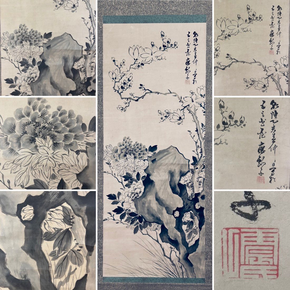 AN OLD ANTIQUE VINTAGE CHINESE HANGING SCROLL PAINTING INK ON PAPER (1 of 6)