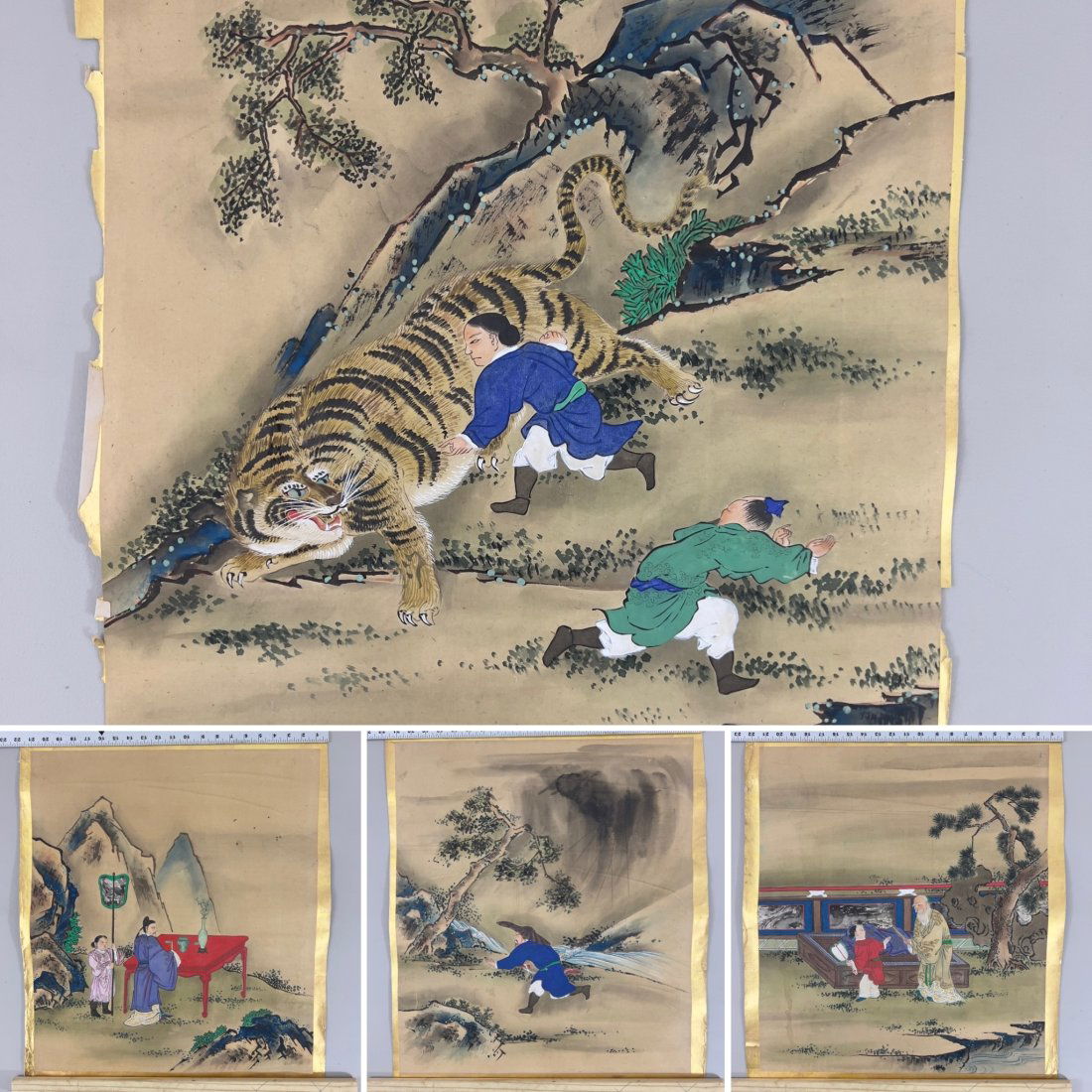 AN ANTIQUE GROUP OF 4 ASIAN PAINTINGS DEPICTING CHINESE LIFE, #3 of 6 lots (1 of 6)