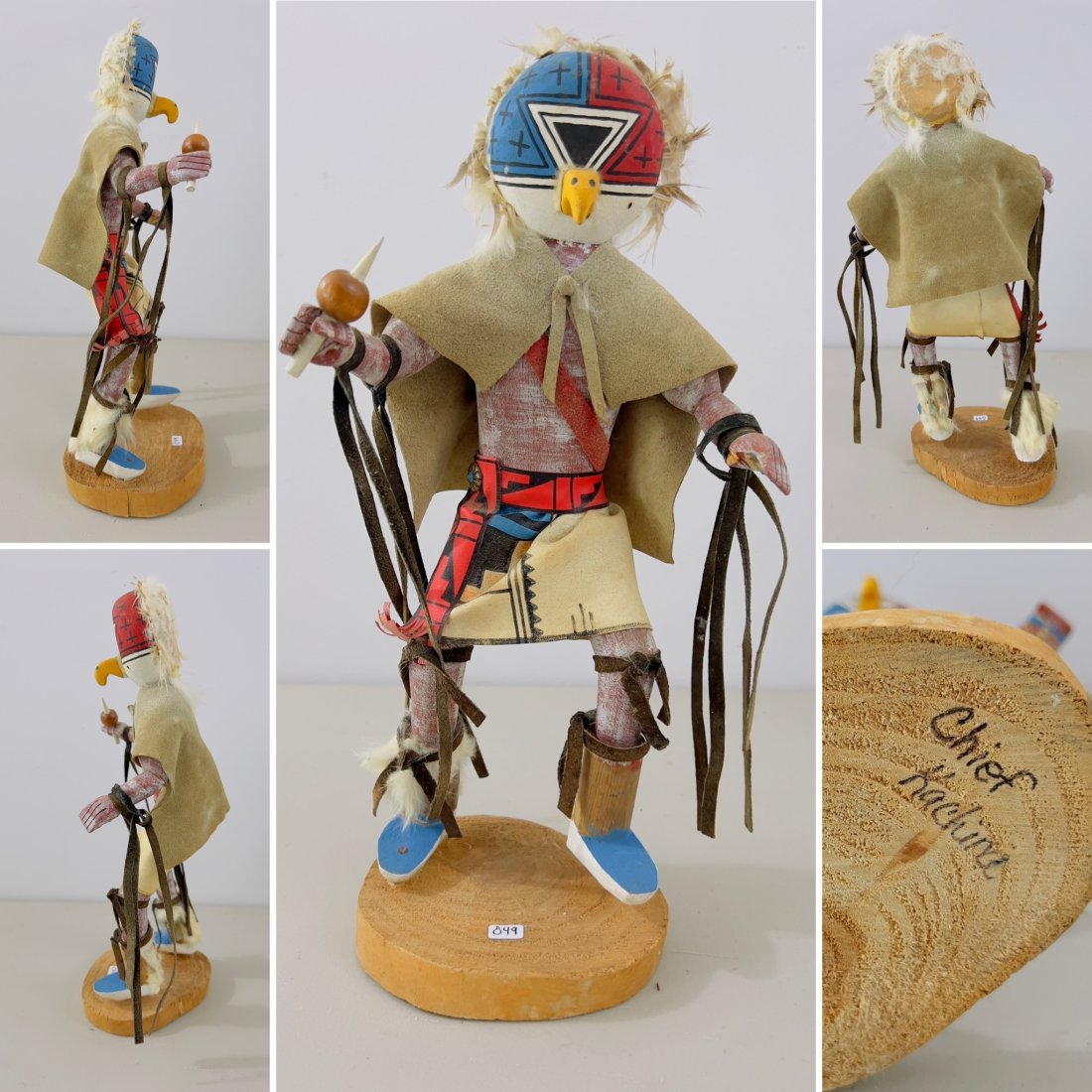 AN OLD VINTAGE KACHINA DOLL SIGNED CHIEF KACHINA (1 of 6)