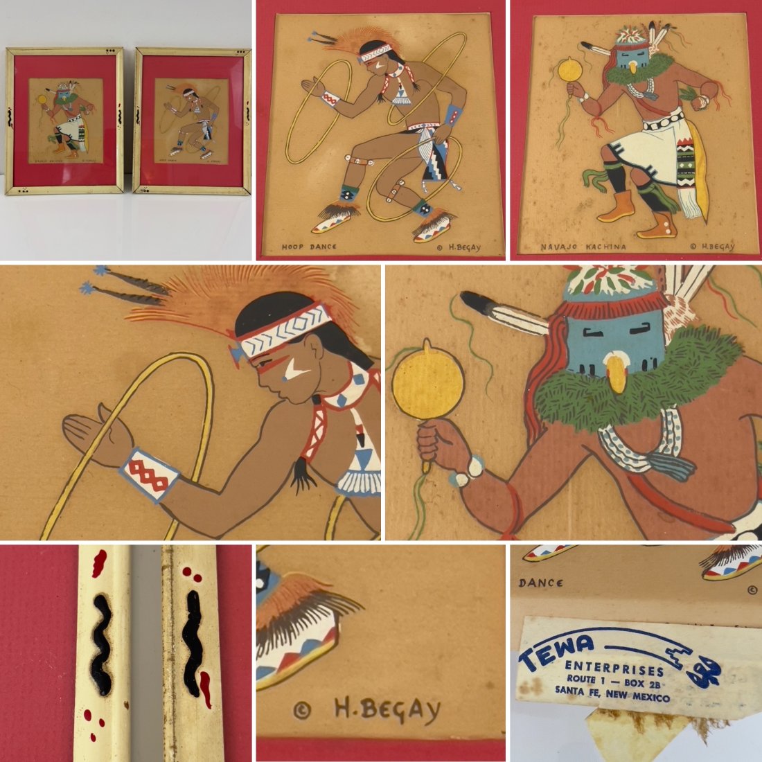 A RARE PAIR VINTAGE PRINTS by HARRISON BEGAY (1917-2012) W/ORIGINAL FRAMES (1 of 13)