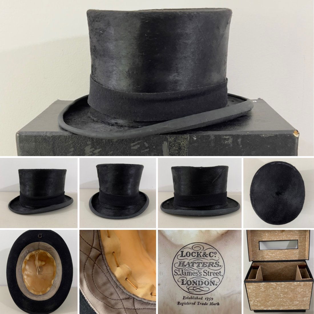 A VINTAGE LOCK & CO BLACK SILK TOP HAT FOR HORSE GENTRY W/ORIGINAL CASE (1 of 12)