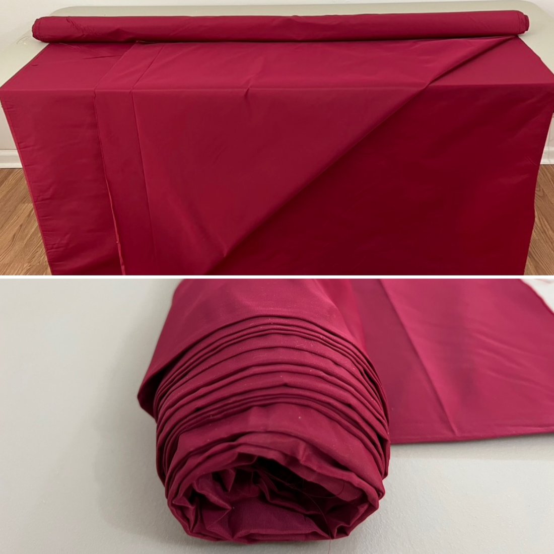 8 YARDS DOUBLE WIDE VINTAGE CHRISTMAS RED SUPPLE FABRIC: Several lots of vintage, unused, 1970s, 1980s and 1990s textile upholstery and drapery fabric are being offered in this months sale. This is a huge swath of fabric, DOUBLE WIDE, in a Christmas red col