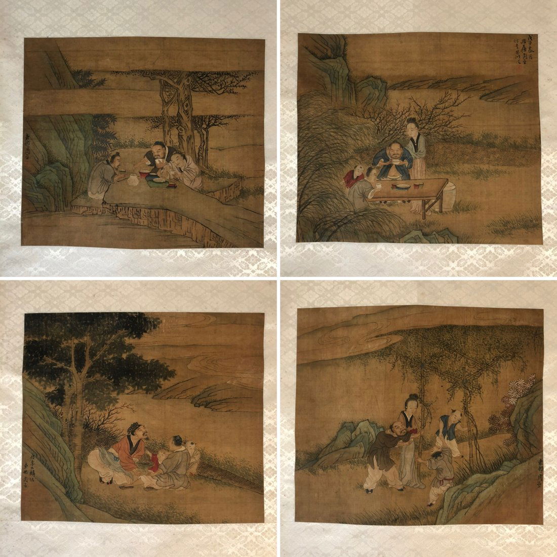 (4) ANTIQUE CHINESE FIGURE PAINTINGS, HANGING SCROLLS, SILK CANVAS (1 of 20)