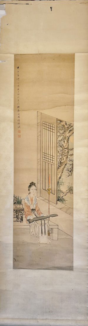 ANTIQUE CHINESE HANGING SCROLL FIGURE PAINTING (1 of 20)