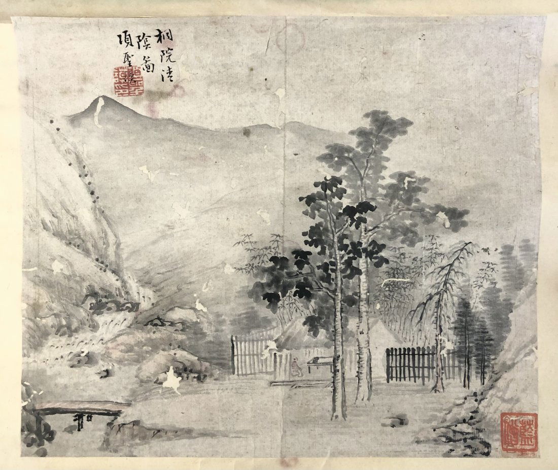 ANTIQUE CHINESE ALBUM LEAF LANDSCAPE PAINTING (ca. 1597-1658) (1 of 10)