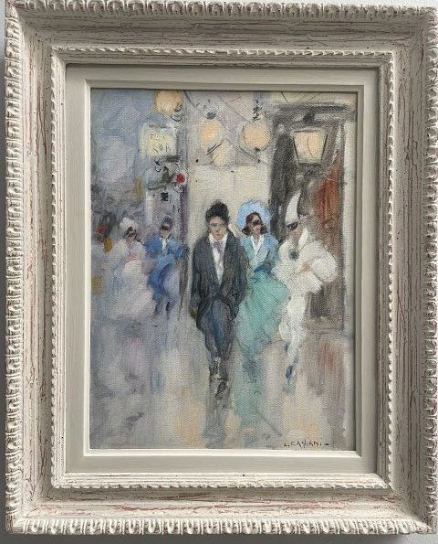 Lugi Cagliani ( Italian 1910-1987) " At the Ball"  oil on canvas Framed 18 x 22 (1 of 7)
