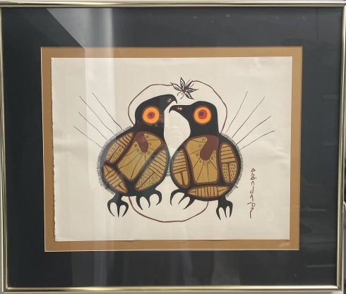 Norval Morrisseau Fish On Paper Framed Under Glass 29 x 34 (1 of 7)