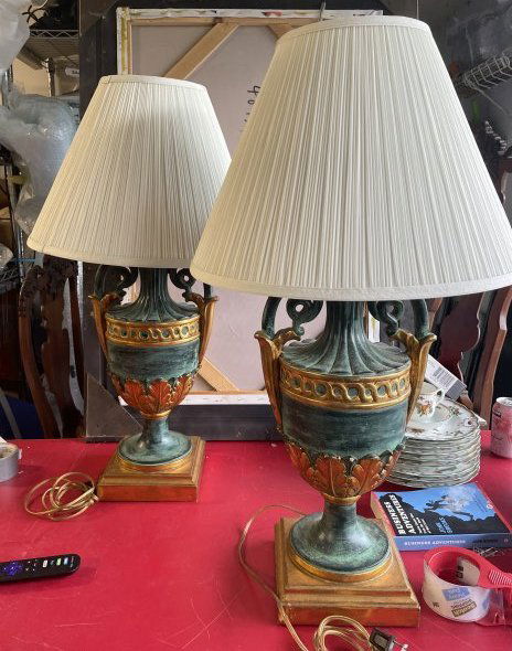 Antique Italian  carved wooden lamps very detailed ornaments early 19th  Set of 2 (1 of 7)