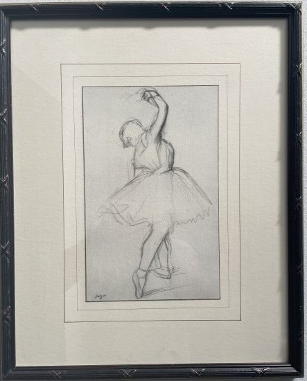 EDGAR DEGAS "ETUDE DE DANSEUSE II" SIGNED FRAMED MATTED LITHOGRAPH 17 X 21 (1 of 5)
