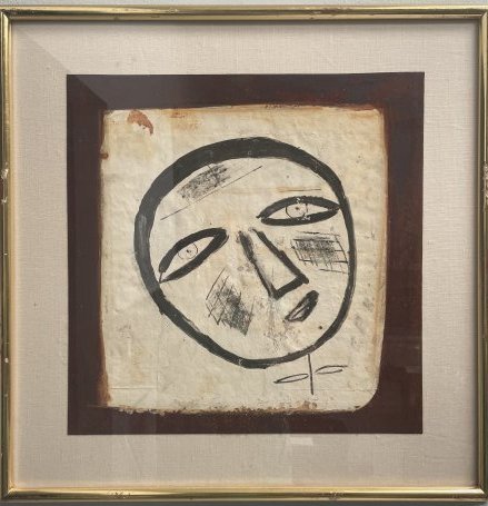 JAMALI OIL ON CORK, FRAMED 22 X 23: JAMALI OIL ON CORK, FRAMED 22 X 23, Jamali is an American avant-garde artist. His artistic style has been termed Mystical Expressionism by art critic and historian Donald Kuspit. He is known for his u