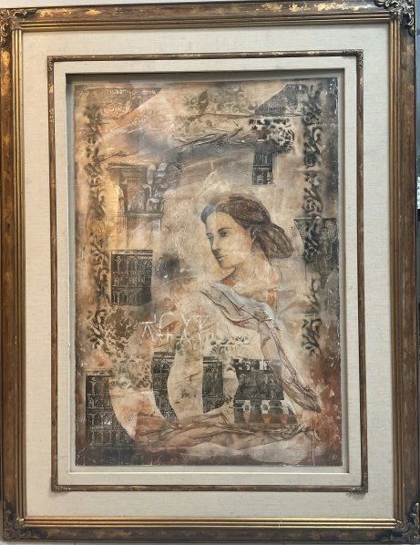 VERY LARGE MIXIED MEDIA ATTRIBUTED TO PETER NIXON FRAMED MATTED   48 X 62 INCHES (1 of 3)