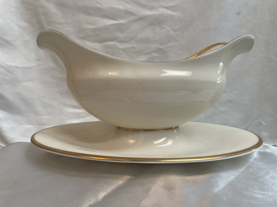 Lenox Ivory Gold China Gravy Boat Underplate 9" Mansfield (1 of 3)