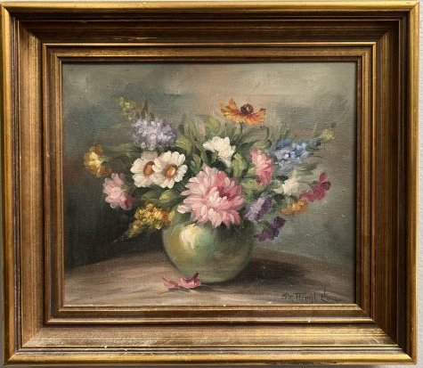 OLD MASTER WORK FROM  1956 ARTIST SIGNED WITH PROVENANCE ON THE BACK  FRAMED 15 X 13 (1 of 6)
