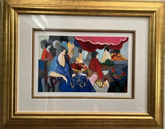 LARGE ITZCHAK TARKAY " Women to Market 11" Serigraph Hand Signed and Numbered Beautifully Framed (1 of 6)