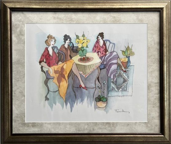 Original Beautifully Framed Itzchak Tarkay Watercolor Hand Signed (1 of 5)