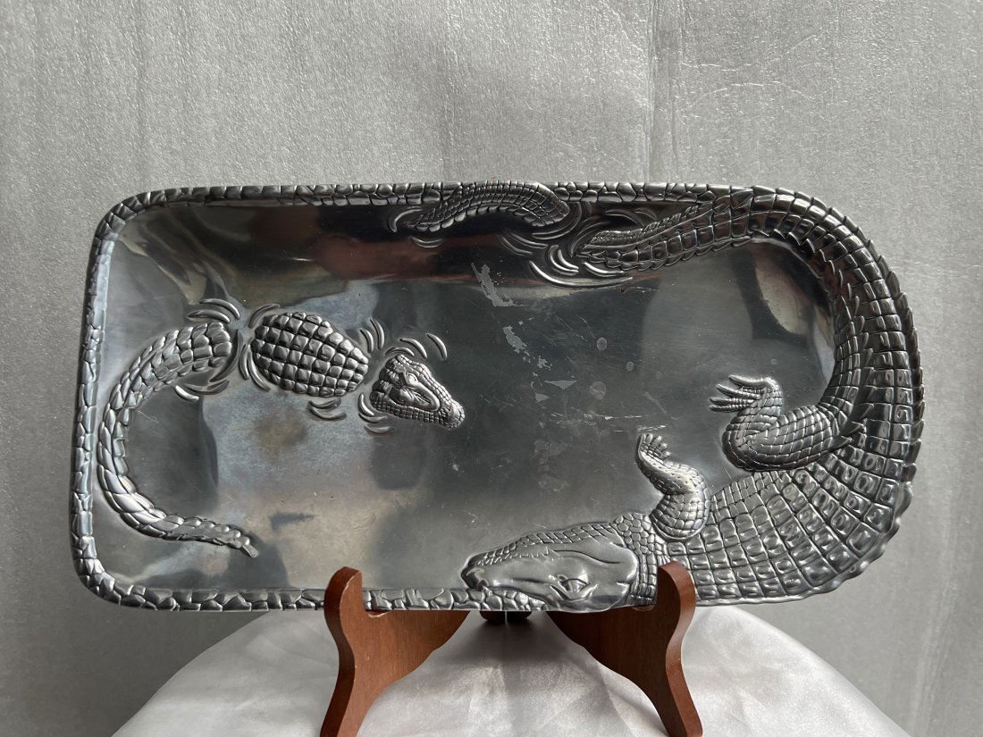 Arthur Court Alligator Theme Display/ serving Metal Tray (1 of 3)