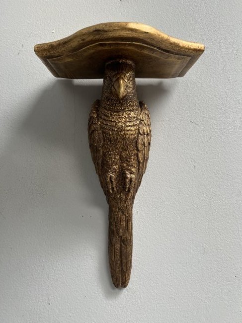 MID CENTURY GILT PARROT WALL BRACKET SHELVE (1 of 2)