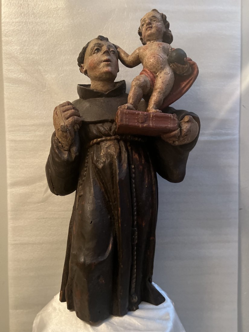 Wooden Carved Statute of ST ANTHONY of PADUA, 1700 century piece From a Portuguese Church (1 of 6)