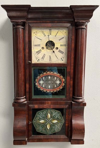 VINTAGE BRASS AND WOOD WALL CLOCK CIRCA 1020s BY FORESTVILLE MANUFACTING (1 of 6)