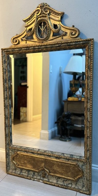 ANTIQUE GILT WOOD LARGE MIRROR FROM EUROPE   54 X 28.5 (1 of 6)