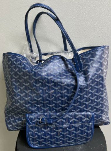 GOYARD CHEVRON MONOGRAM CANVAS AND CHEVROCHES CALFSKIN SAINT LOUIS PM SKY BLUE (1 of 5)