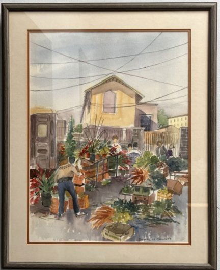 Watercolor Painting by Dorthe M Chilcutt " Street" Framed 30 x 23 (1 of 4)