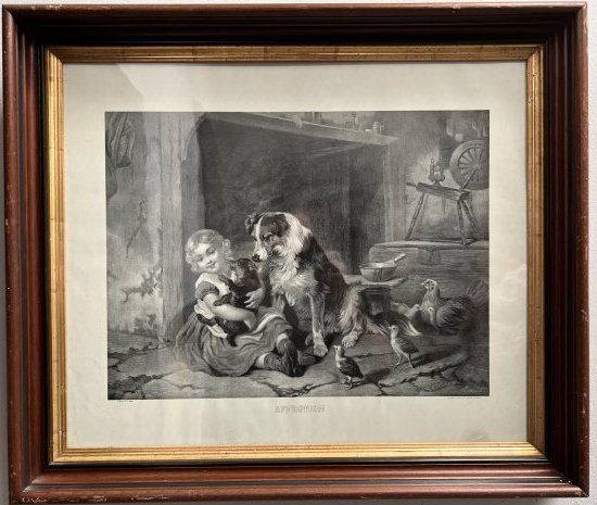 George Augustus Holmes (1822-1911) framed etching  under glass  " affection"  28 x 24 (1 of 4)