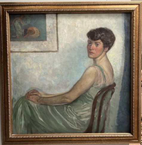 VINTAGE RARE WORK BY ROY C. GAMBLE ( 1887-1972) AMERICAN , OIL ON CANVAS  42 X 43 (1 of 6)