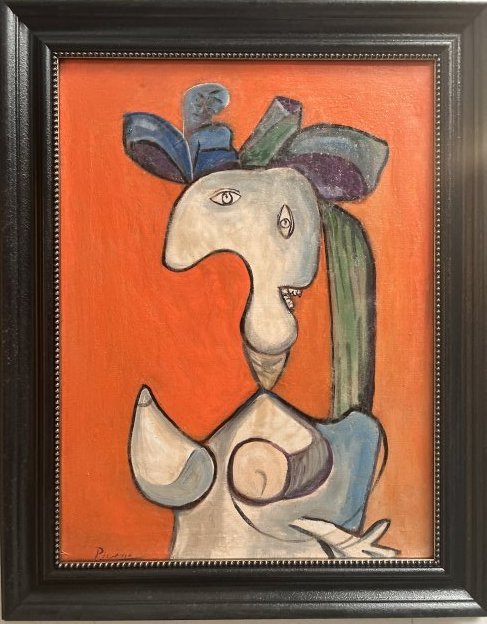 PABLO PICASSO OIL ON CANVAS " FEMME AU CHAPEAU ASSISE" SIGNED LOWER LEFT (1 of 12)