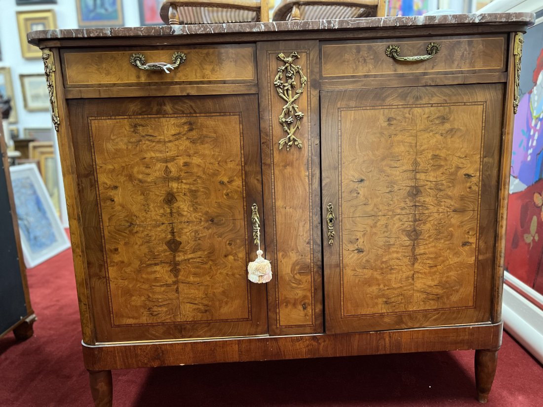 ANTIQUE EMPIRE MAHOGANY BUFFET WITH A MARBLE TOP: ANTIQUE EMPIRE MAHOGANY BUFFET WITH A MARBLE TOP FREE PICK UP SHIPPING BY RB SHIPPING INFO@RBSHIPPINGLLC.COM