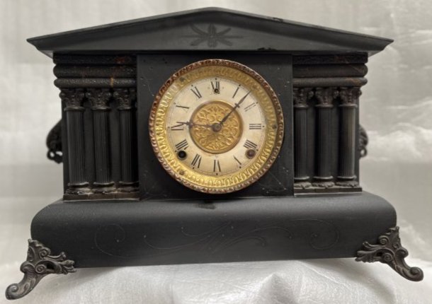 ANTIQUE WML GILBERT MANTLE CLOCK CIRCA 1913 12" TALL 16" WIDE 6.5" DEEP: ANTIQUE WML GILBERT MANTLE CLOCK CIRCA 1913 12" TALL 16" WIDE 6.5" DEEP , FREE PICK UP , IN HOUSE SHIPPING $100