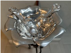 VINTAGE 1994 PINTEL COLLECTION LARGE ROSE PATTEN SERVING BOWL WITH 2 SERVING UTENSILS (1 of 7)