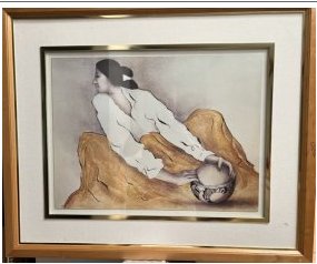 LARGE STUNNING LITHOGRAPH R.C. GORMAN BEAUTIFULLY FRAMED AND MATTED 40 X 34 (1 of 4)