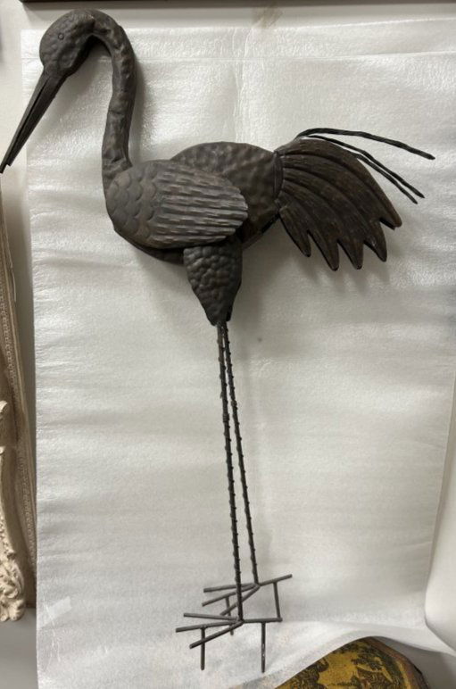 BRONZE GARDEN CRANE STATUE 40 TALL (1 of 1)