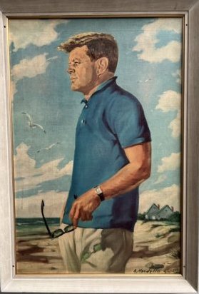 PRESIDENT JOHN F KENNEDY BY R. MONDELLO DATED 1965 OIL ON CANVAS (1 of 2)