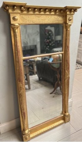 STUNNING LARGE VINTAGE CIRCA 1930s WOOD FRAMED MIRROR 55" X 26" (1 of 4)