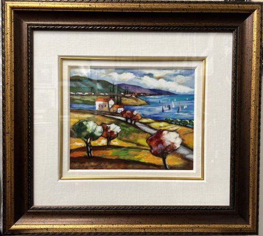 SLAVA BRODINSKY SIGNED SERIGRAPH  FRAMED AND MATTED CRUISE SHIP LABEL ON REAR (1 of 6)