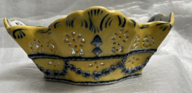 Antique French Porcelain Large Openwork Basket Hand Painted , makers mark on bottom (1 of 4)