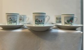 12 pcs LONGCHAMP DECOR INALTERABLE FLORAL HAND PAINTED ESPROSSO / TEA CUPS W SAUCERS (1 of 4)