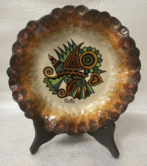 QUIMPER MID-CENTURY MODERN MOVEMENT FLUTED FRENCH PAUL FOUILLEN QUIMPER  HANGING WALL PLATE (1 of 4)