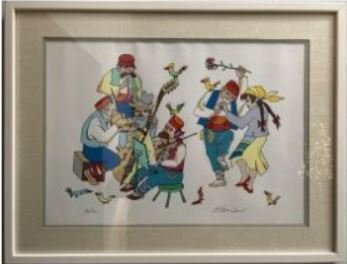 JOVAN OBICAN ( FRENCH 1918-1986) MUSICIANS DANCE HAND SIGNED OFFSET COLOR LITHOGRAPH, FRAMED (1 of 4)